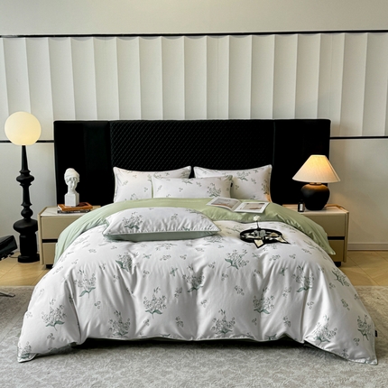 91家纺网 家纺一手货源 找家纺 （总）洺兰家居 2025春夏新款100支莱赛尔天丝贡缎数码印花麻绳款四件套高端礼盒