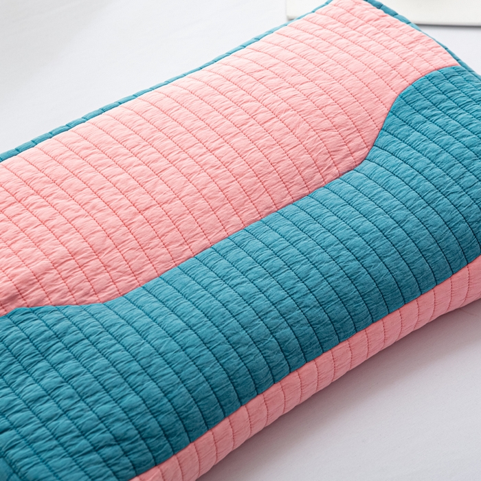 91家纺网 家纺一手货源 找家纺 萌番宝全荞麦壳枕芯全棉砂洗三维立体分区荞麦颈椎枕纯植物草本薰衣草枕头 蓝+粉色