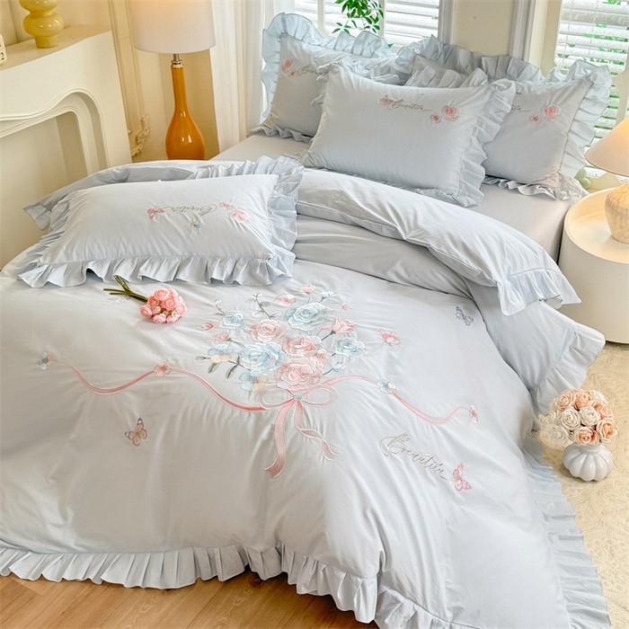 91家纺网 家纺一手货源 找家纺 （总）绒棉世家 2025新款韩版贴布绣刺绣四件套-花蔓