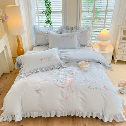 （总）绒棉世家 2025新款韩版贴布绣刺绣四件套-花蔓