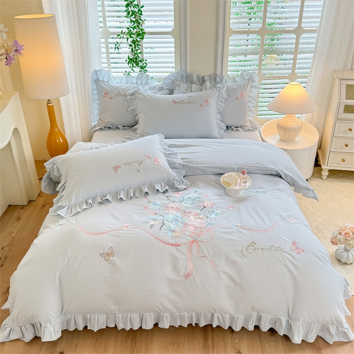 91家纺网 家纺一手货源 找家纺 （总）绒棉世家 2025新款韩版贴布绣刺绣四件套-花蔓