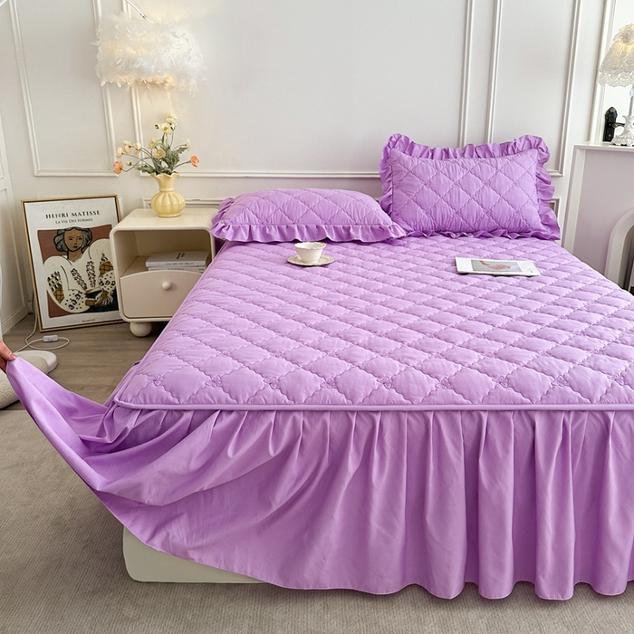 91家纺网 家纺一手货源 找家纺 怡源梦 2025新款蝴蝶飞飞系列 A类全包夹棉床头罩 紫色