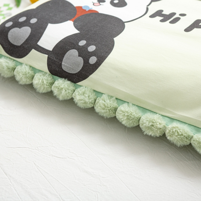 91家纺网 家纺一手货源 找家纺 萌番宝 2025新款100支云柔全棉磨毛儿童枕套卡通单件单枕套 大熊猫