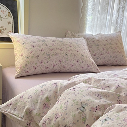 91家纺网 家纺一手货源 找家纺 （总）集布 2025新款活性印染全棉双层纱四件套