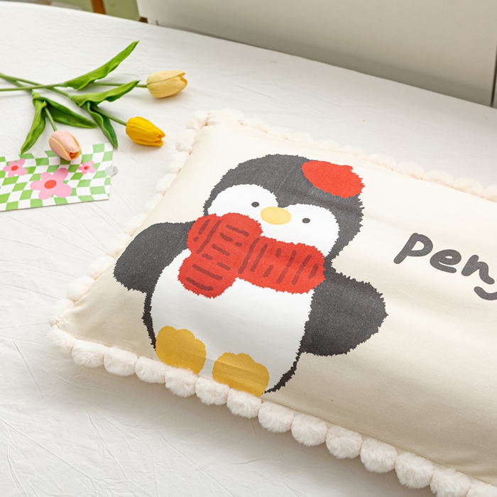 91家纺网 家纺一手货源 找家纺 萌番宝 2025新款100支云柔全棉磨毛儿童枕套卡通单件单枕套 企小鹅