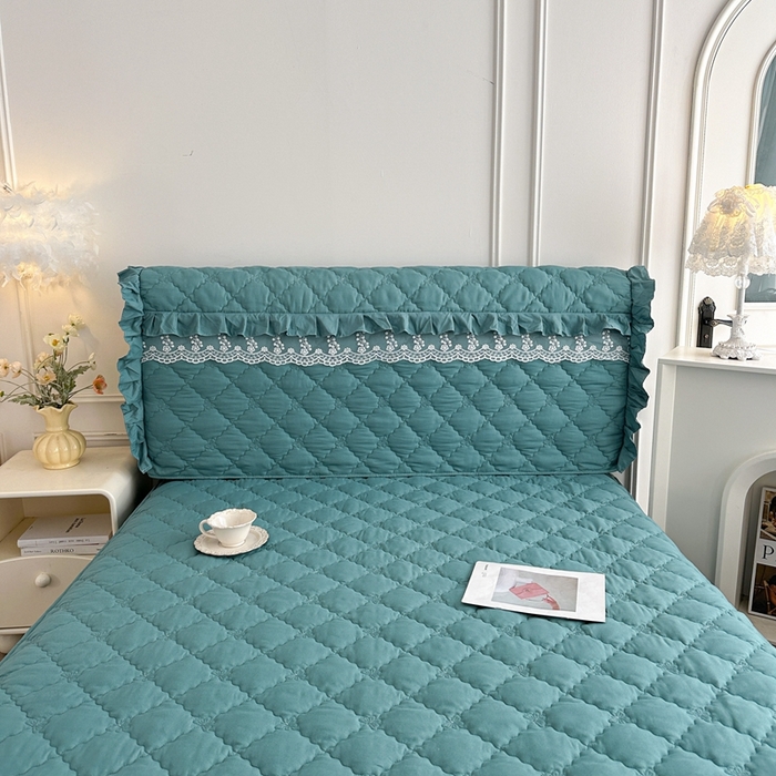 91家纺网 家纺一手货源 找家纺 2025新款蝴蝶飞飞系列 A类亲肤棉夹棉床笠式床裙四件套 蓝色