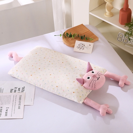 91家纺网 家纺一手货源 找家纺 （总）蔻眠 2025新款全棉双层纱卡通荞麦枕芯儿童学生成人护颈枕哇噻猫