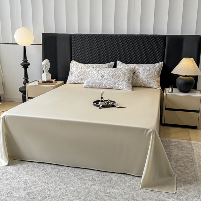 91家纺网 家纺一手货源 找家纺 （总）洺兰家居 2025春夏新款100支莱赛尔天丝贡缎数码印花麻绳款四件套高端礼盒