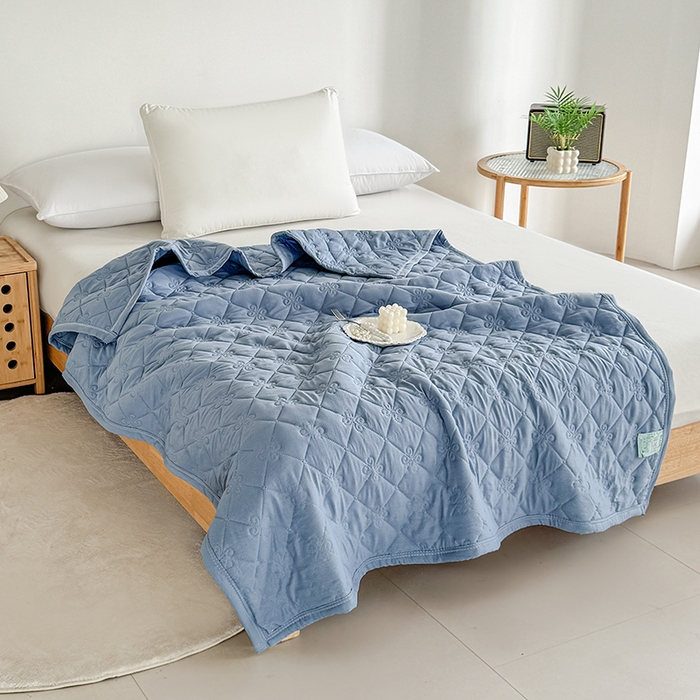 91家纺网 家纺一手货源 找家纺 2025新款亲肤舒适水洗棉夏被 水洗棉-深蓝
