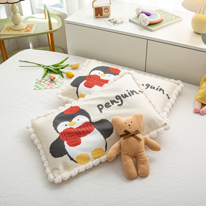 91家纺网 家纺一手货源 找家纺 萌番宝 2025新款100支云柔全棉磨毛儿童枕套卡通单件单枕套 企小鹅