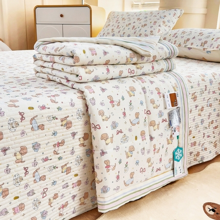 91家纺网 家纺一手货源 找家纺 （总）亿莱鑫 2025新款全棉水洗夏凉被 空调被 被子夏被四件套床盖款