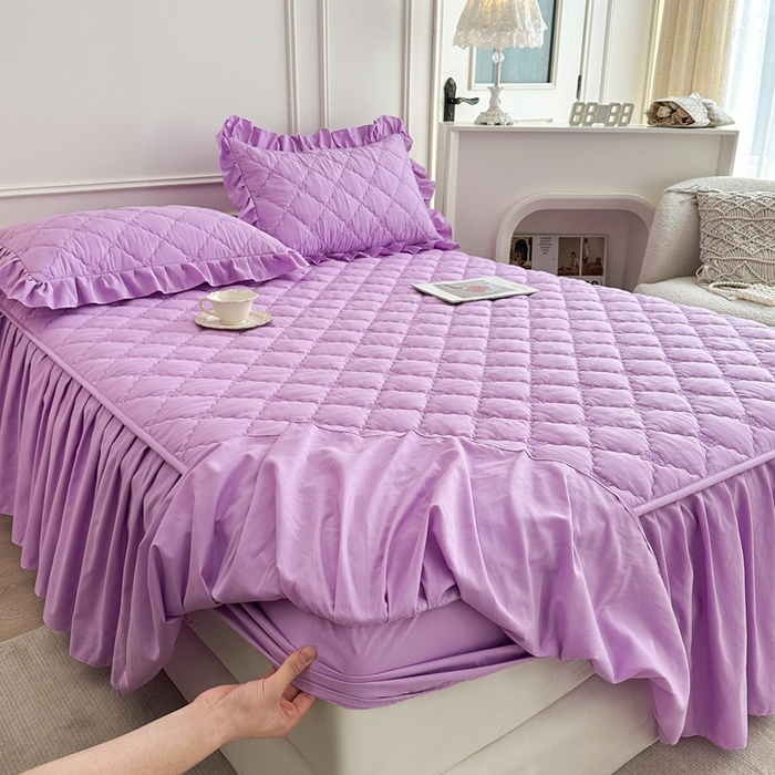 91家纺网 家纺一手货源 找家纺 怡源梦 2025新款蝴蝶飞飞系列 A类全包夹棉床头罩 紫色