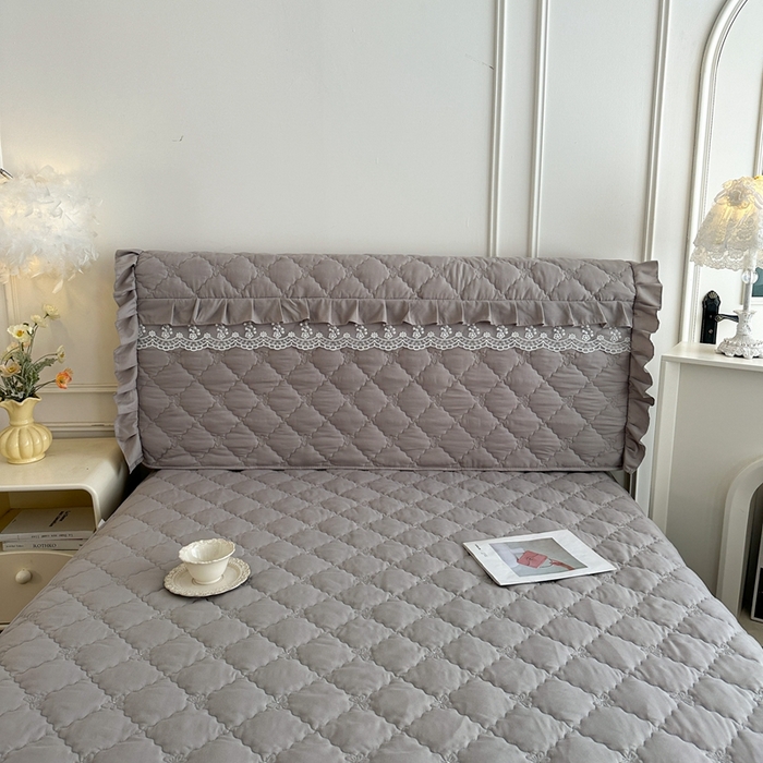 91家纺网 家纺一手货源 找家纺 2025新款蝴蝶飞飞系列 --A类亲肤棉床裙床笠二合一 灰色