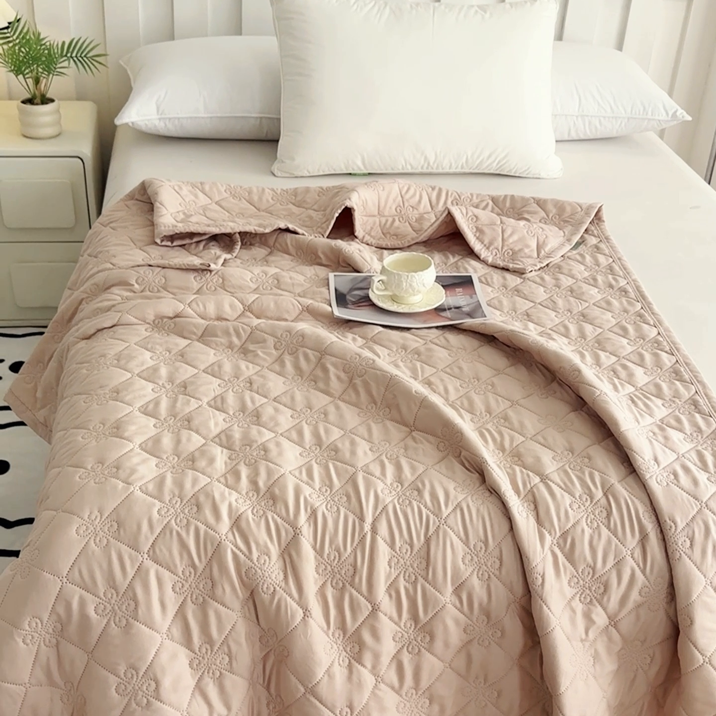 91家纺网 家纺一手货源 找家纺 2025新款亲肤舒适水洗棉夏被 水洗棉-卡其