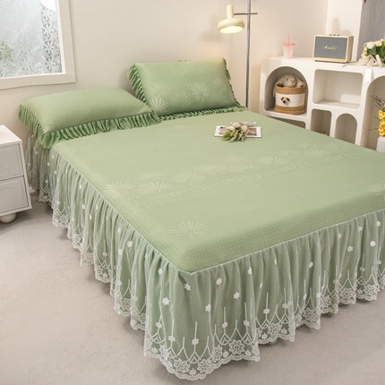 美洲琳 2025新款A类PE高分子冰豆豆床单床笠床裙款凉席冰丝席凉感软席子 绿