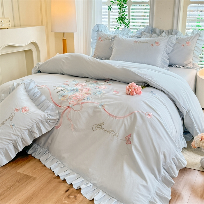 91家纺网 家纺一手货源 找家纺 （总）绒棉世家 2025新款韩版贴布绣刺绣四件套-花蔓