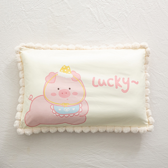 91家纺网 家纺一手货源 找家纺 萌番宝 2025新款100支云柔全棉磨毛儿童枕套卡通单件单枕套 萌猪