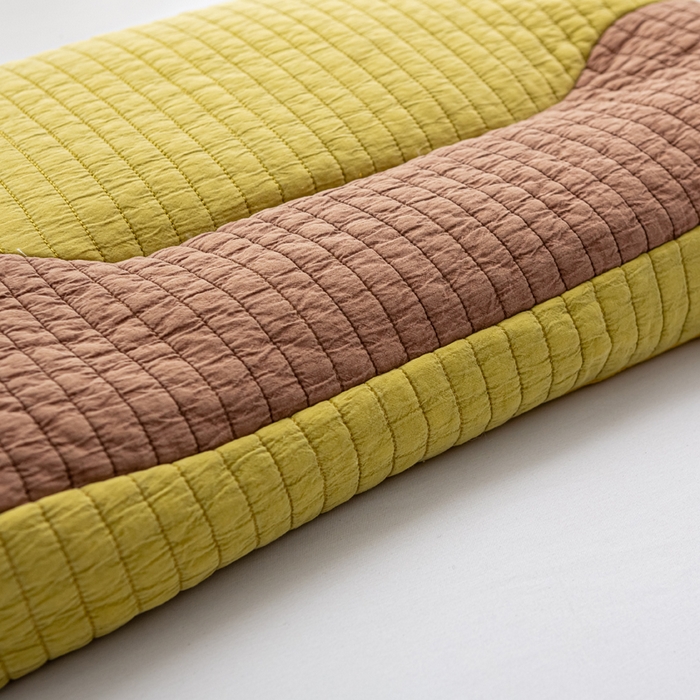 91家纺网 家纺一手货源 找家纺 萌番宝全荞麦壳枕芯全棉砂洗三维立体分区荞麦颈椎枕纯植物草本薰衣草枕头 黄+咖色