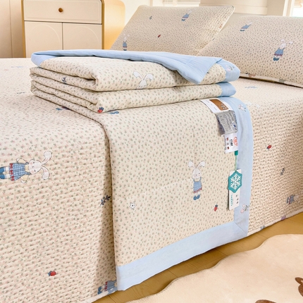 91家纺网 家纺一手货源 找家纺 （总）亿莱鑫 2025新款全棉水洗夏凉被 空调被 被子夏被四件套床盖款