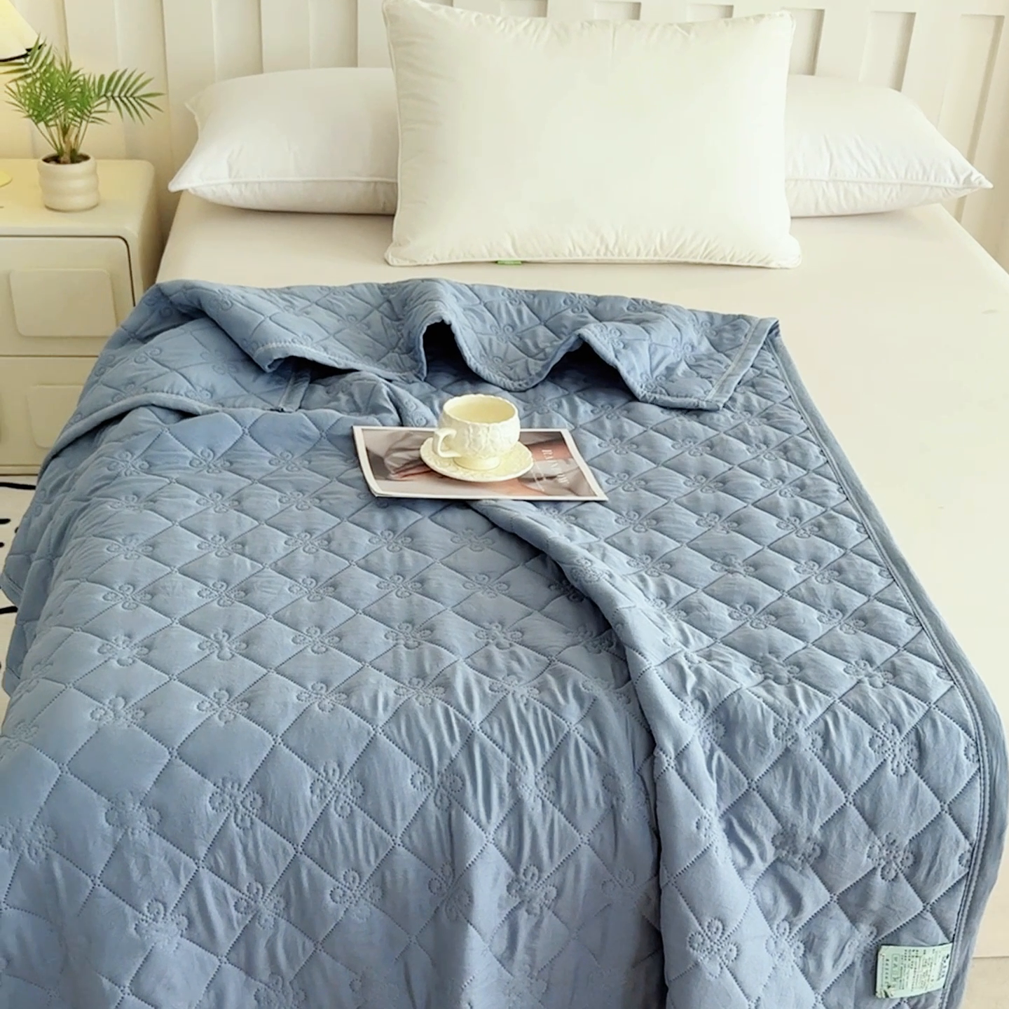 91家纺网 家纺一手货源 找家纺 2025新款亲肤舒适水洗棉夏被 水洗棉-深蓝