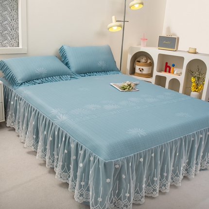 美洲琳 2025新款A类PE高分子冰豆豆床单床笠床裙款凉席冰丝席凉感软席子 蓝