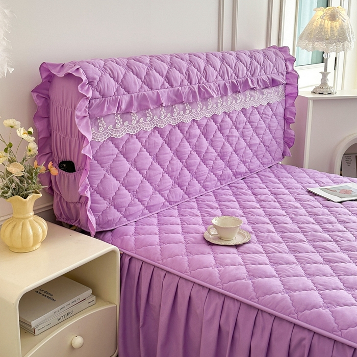 91家纺网 家纺一手货源 找家纺 怡源梦 2025新款蝴蝶飞飞系列 A类全包夹棉床头罩 紫色