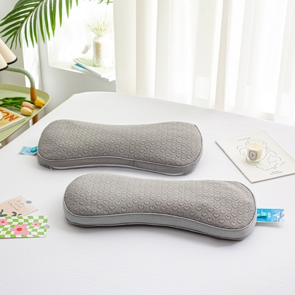 萌番宝 2025新款夏季冰豆豆凉枕荞麦颈椎枕圆柱护颈枕牵引荞麦壳枕芯 冰豆豆荞麦颈椎枕-高雅灰52*21*11cm