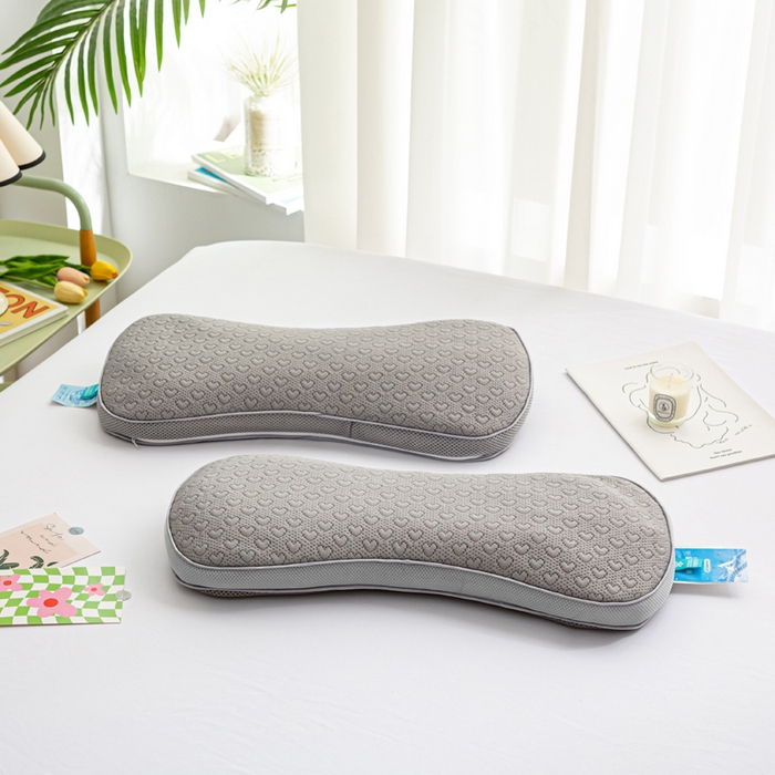 91家纺网 家纺一手货源 找家纺 萌番宝 2025新款夏季冰豆豆凉枕荞麦颈椎枕圆柱护颈枕牵引荞麦壳枕芯 冰豆豆荞麦颈椎枕-高雅灰52*21*11cm