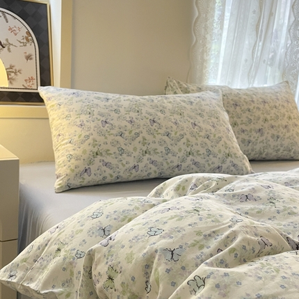 91家纺网 家纺一手货源 找家纺 （总）集布 2025新款活性印染全棉双层纱四件套