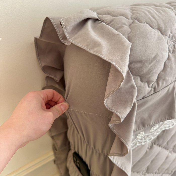 91家纺网 家纺一手货源 找家纺 2025新款蝴蝶飞飞系列 --A类亲肤棉床裙床笠二合一 灰色