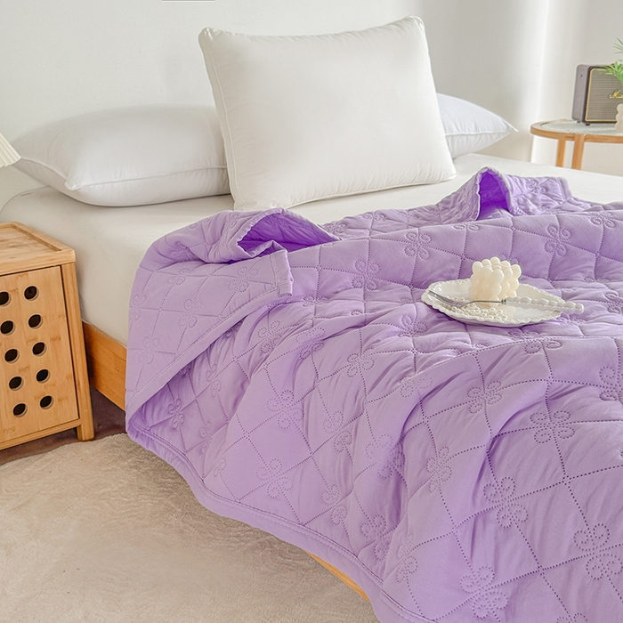 91家纺网 家纺一手货源 找家纺 2025新款亲肤舒适水洗棉夏被 水洗棉-紫