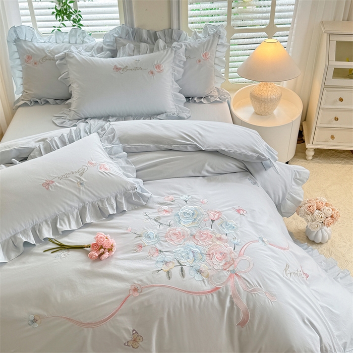 91家纺网 家纺一手货源 找家纺 （总）绒棉世家 2025新款韩版贴布绣刺绣四件套-花蔓