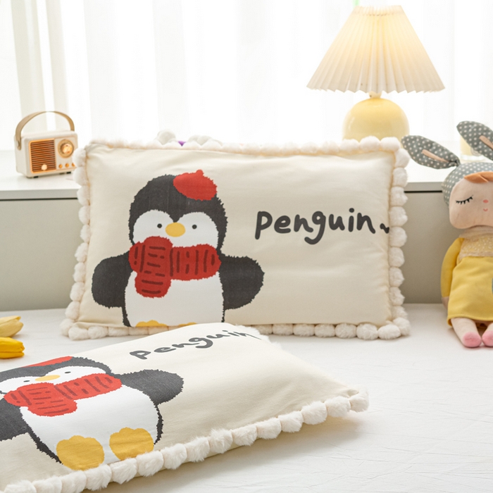 91家纺网 家纺一手货源 找家纺 萌番宝 2025新款100支云柔全棉磨毛儿童枕套卡通单件单枕套 企小鹅