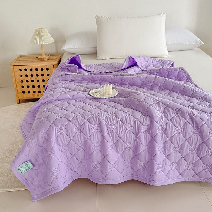 91家纺网 家纺一手货源 找家纺 2025新款亲肤舒适水洗棉夏被 水洗棉-紫
