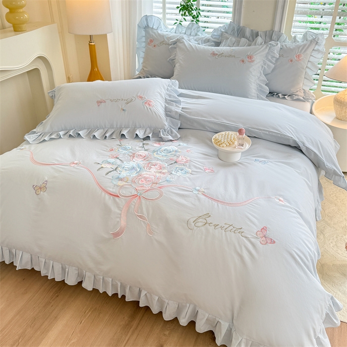 91家纺网 家纺一手货源 找家纺 （总）绒棉世家 2025新款韩版贴布绣刺绣四件套-花蔓