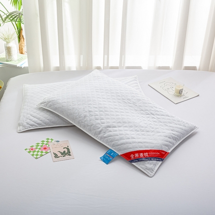 91家纺网 家纺一手货源 找家纺 萌番宝 2025新款简约纯色全棉纯棉全荞麦枕表面多道绗缝内胆可脱卸枕头枕芯 白昔全荞麦枕