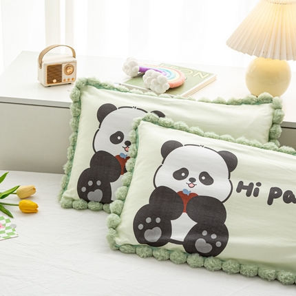 萌番宝 2025新款100支云柔全棉磨毛儿童枕套卡通单件单枕套 大熊猫