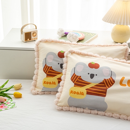 萌番宝 2025新款100支云柔全棉磨毛儿童枕套卡通单件单枕套 考拉