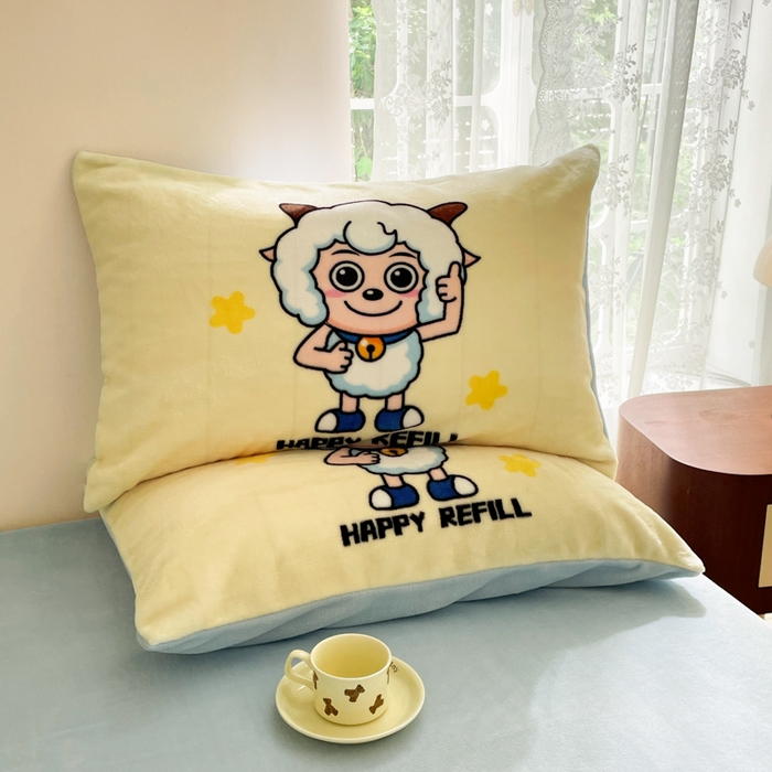 91家纺网 家纺一手货源 找家纺 （总）鸿森林 2025新款牛奶绒大版数码印花喜羊羊与灰太狼系列四件套