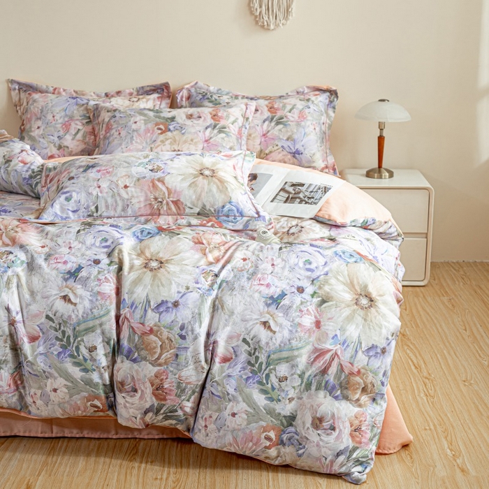 91家纺网 家纺一手货源 找家纺 鸿森林 2025新款全棉纯棉磨毛印花四件套 花吟-黄