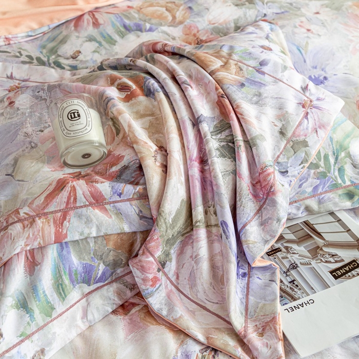 91家纺网 家纺一手货源 找家纺 鸿森林 2025新款全棉纯棉磨毛印花四件套 花吟-黄