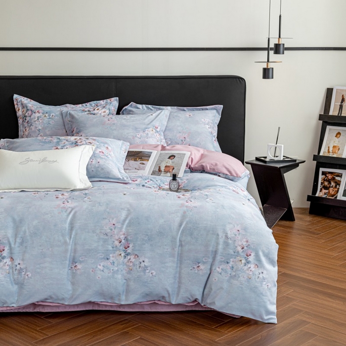 鸿森林 2025新款全棉纯棉磨毛印花四件套 浪漫花舞-兰