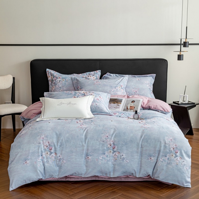 91家纺网 家纺一手货源 找家纺 鸿森林 2025新款全棉纯棉磨毛印花四件套 浪漫花舞-兰