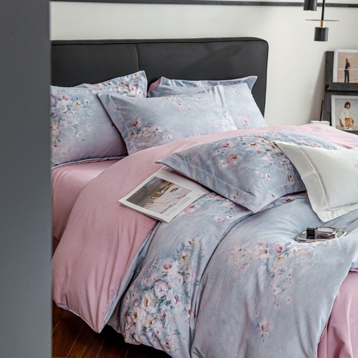 91家纺网 家纺一手货源 找家纺 鸿森林 2025新款全棉纯棉磨毛印花四件套 浪漫花舞-兰