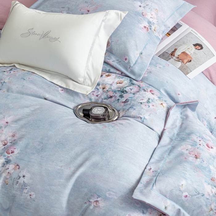 91家纺网 家纺一手货源 找家纺 鸿森林 2025新款全棉纯棉磨毛印花四件套 浪漫花舞-兰