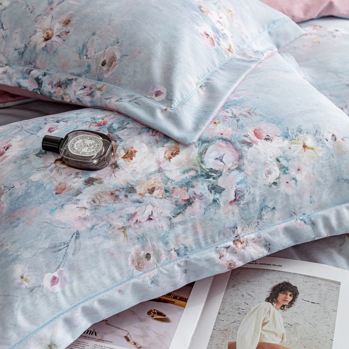 91家纺网 家纺一手货源 找家纺 鸿森林 2025新款全棉纯棉磨毛印花四件套 浪漫花舞-兰