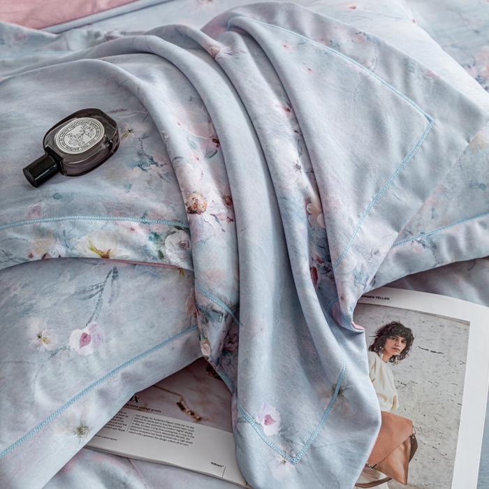 91家纺网 家纺一手货源 找家纺 鸿森林 2025新款全棉纯棉磨毛印花四件套 浪漫花舞-兰