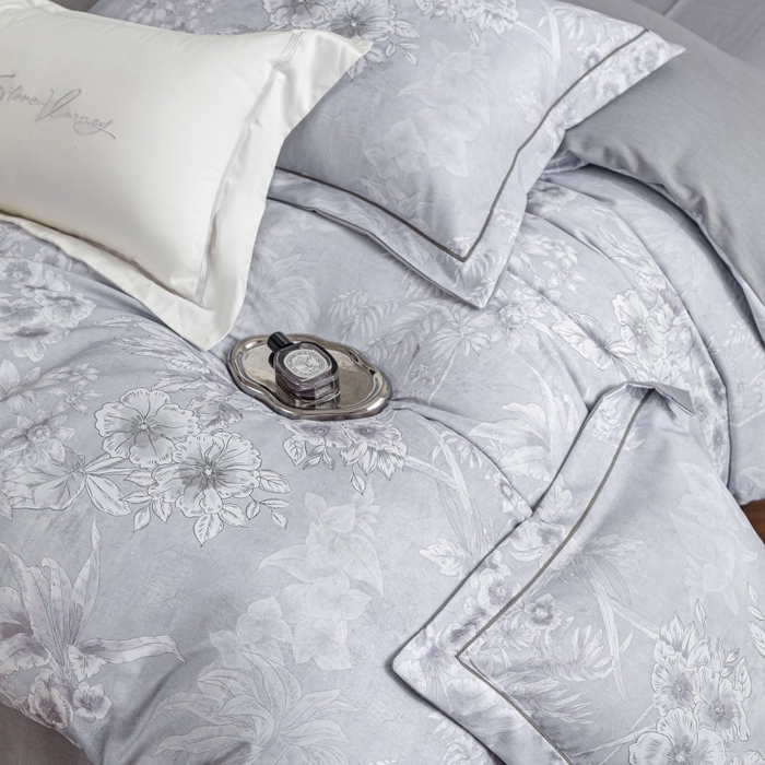 91家纺网 家纺一手货源 找家纺 鸿森林 2025新款全棉纯棉磨毛印花四件套 露西-灰