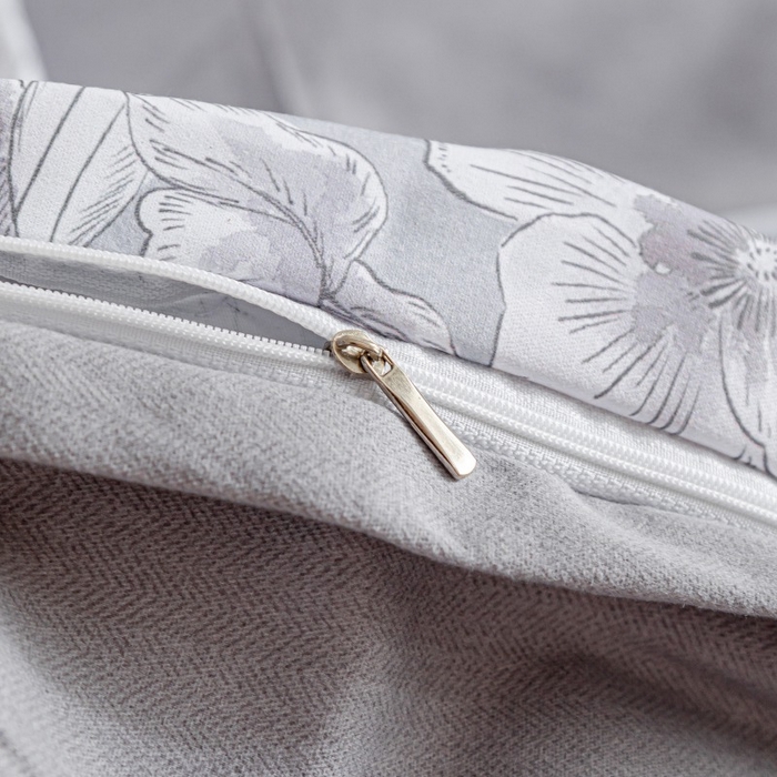 91家纺网 家纺一手货源 找家纺 鸿森林 2025新款全棉纯棉磨毛印花四件套 露西-灰