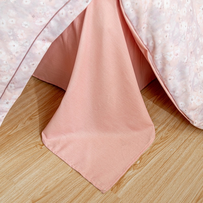 91家纺网 家纺一手货源 找家纺 鸿森林 2025新款全棉纯棉磨毛印花四件套 落樱-粉